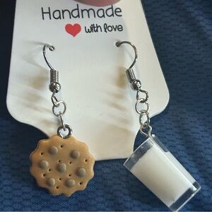 Handmade Cookie and Milk Earrings